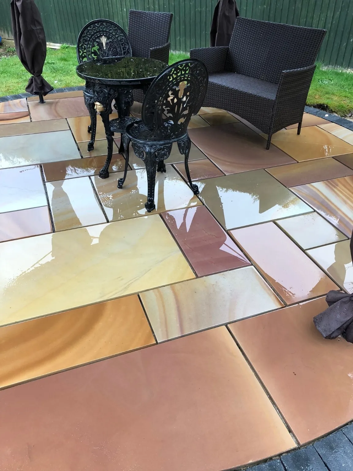 Rose Rippon Smooth sandstone slab, rose and peach tones through warm buff