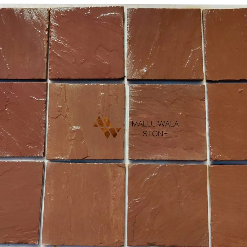 Red Mandana stone flooring work — parking in Gujarat