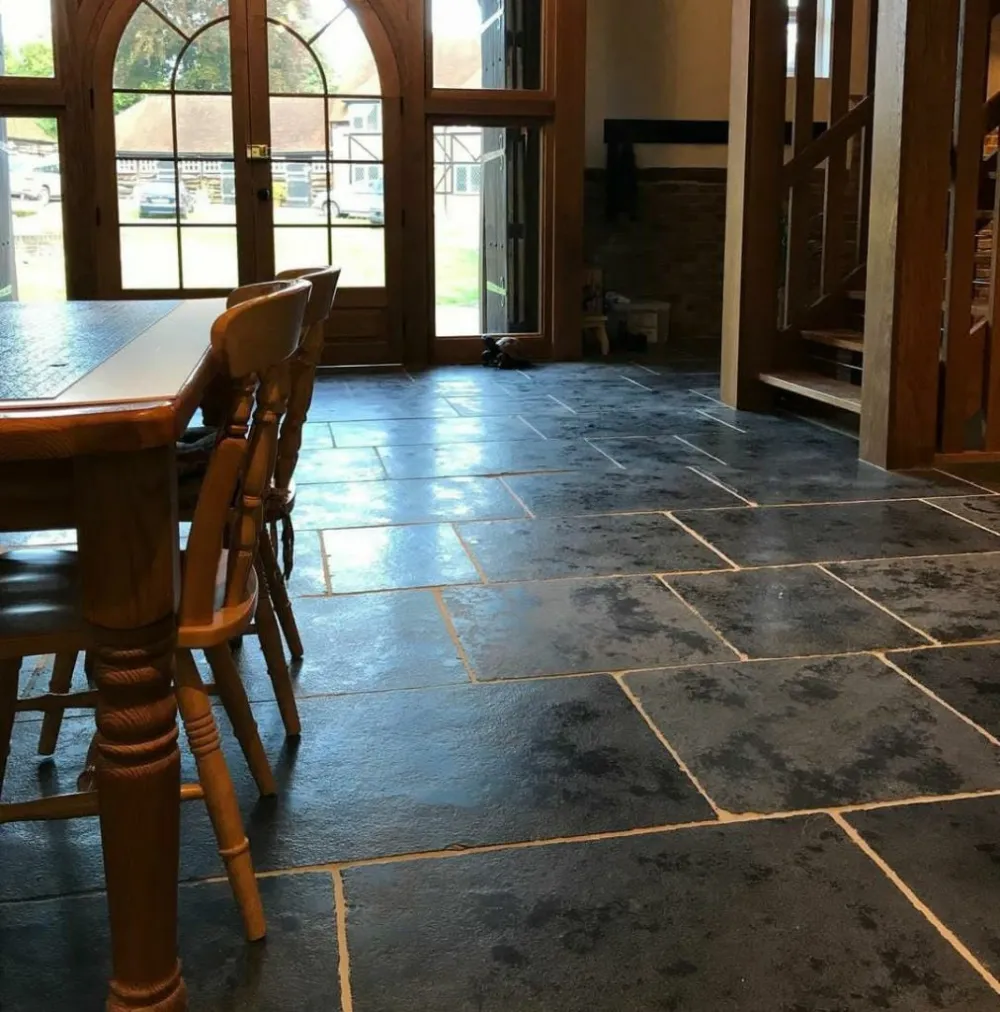 Kota Black antique finish limestone flooring