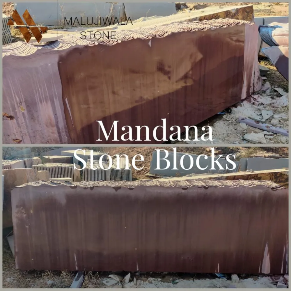 Red Mandana stone blocks and slabs