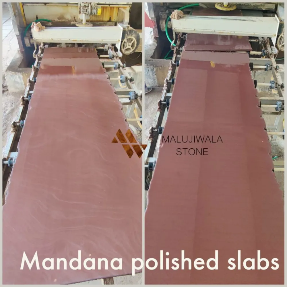 Red Mandana stone polish on slab flooring