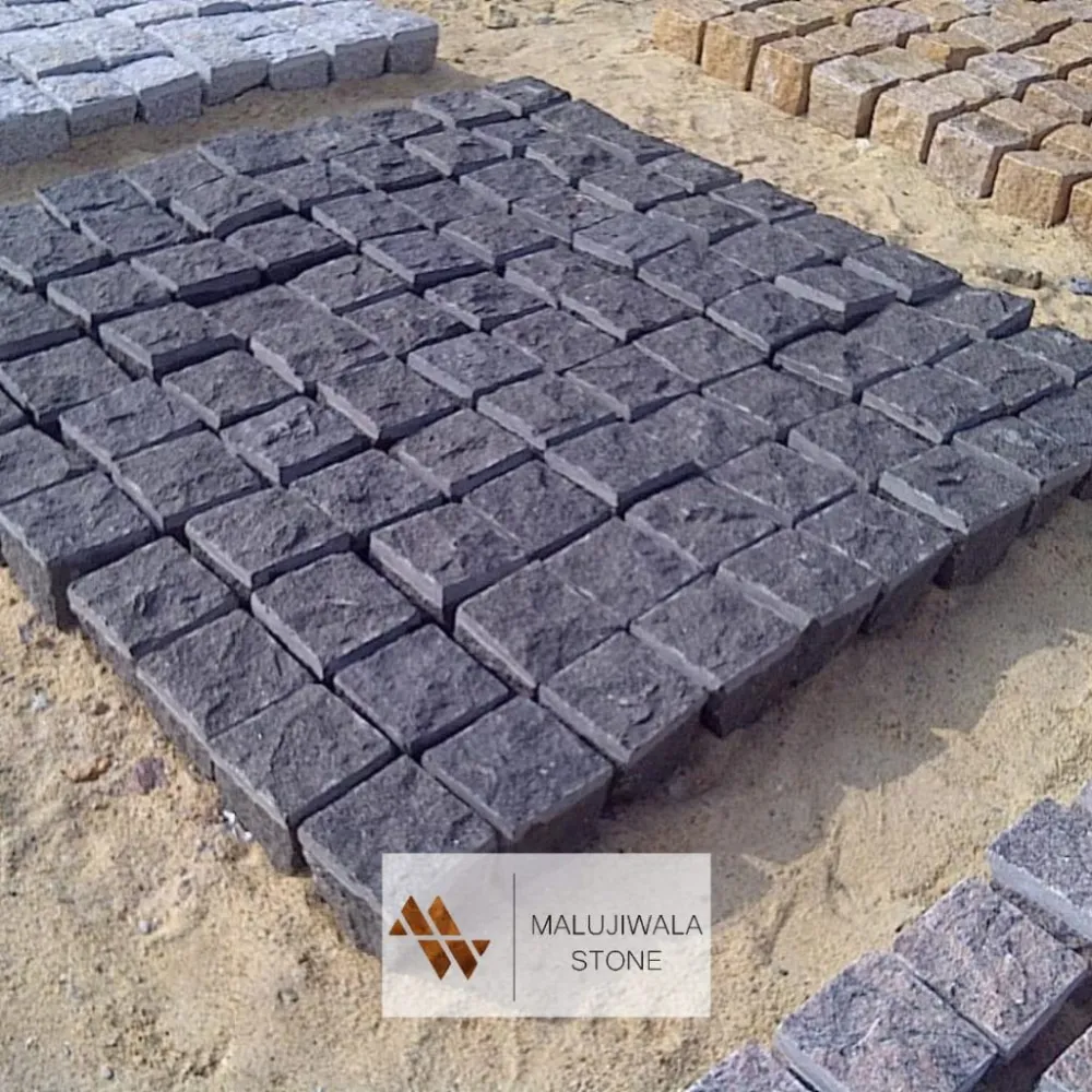 Black granite cobbles