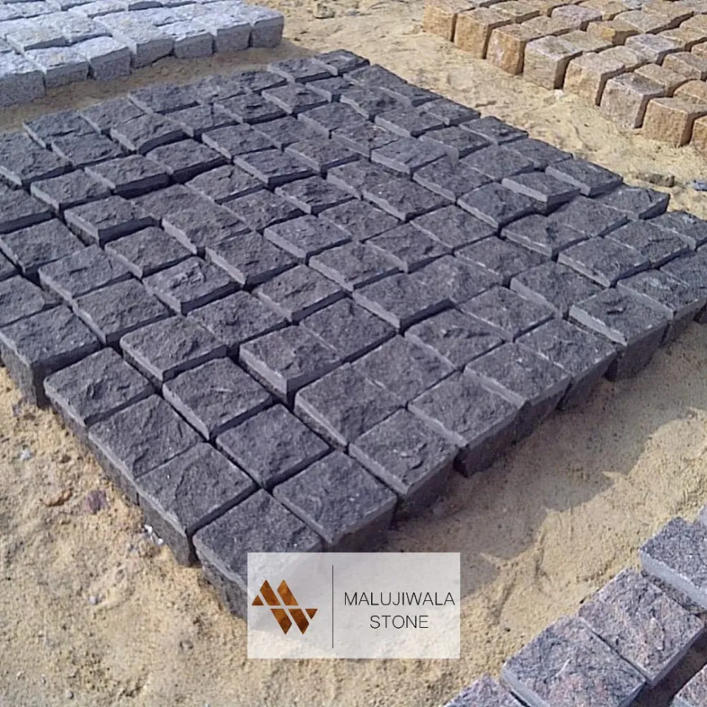 Black granite cobbles