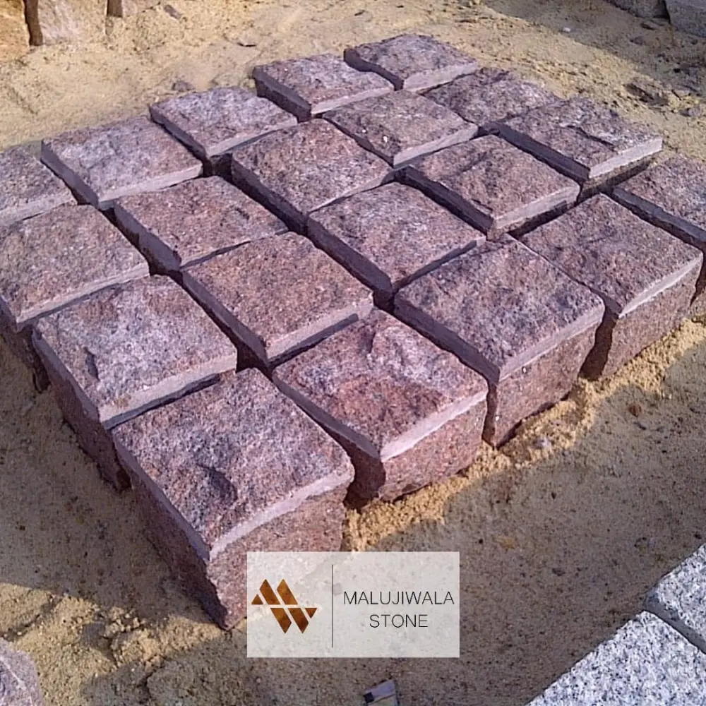 Red granite cobbles