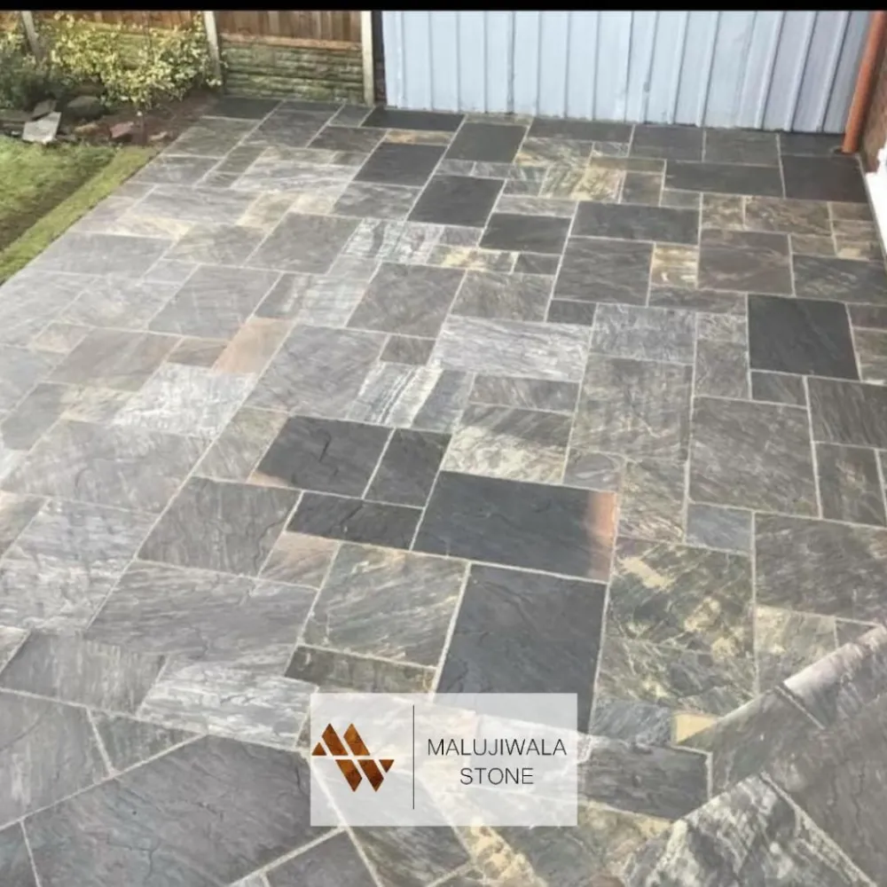 Sagar Black sandstone installed patio