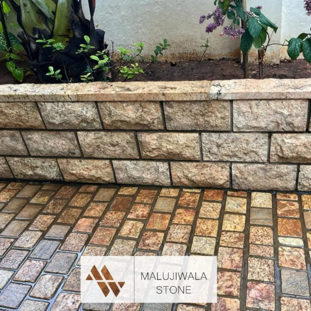 Yellow granite cobbles