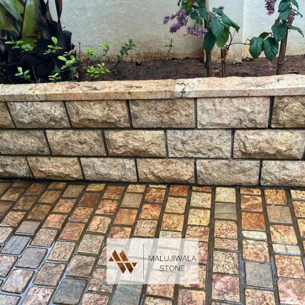 Yellow granite cobbles