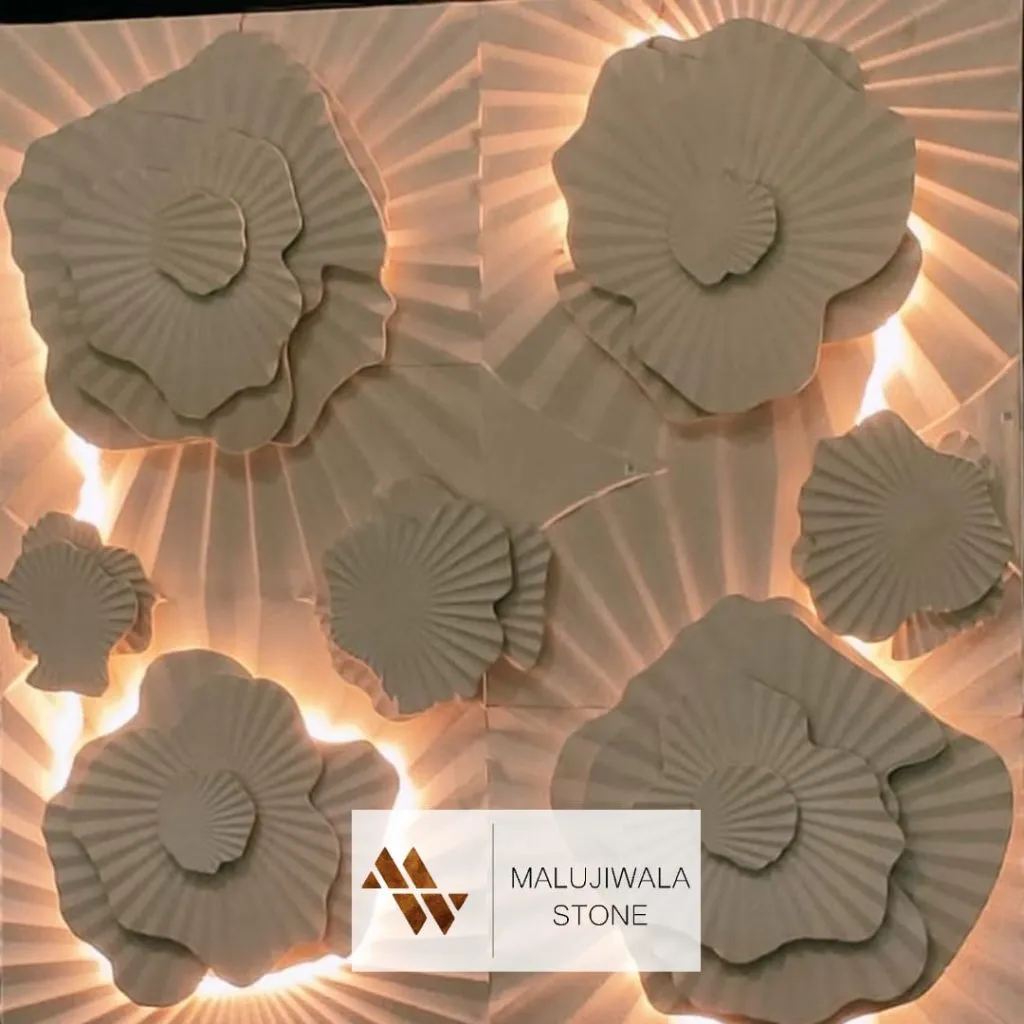 CNC carved stone mural