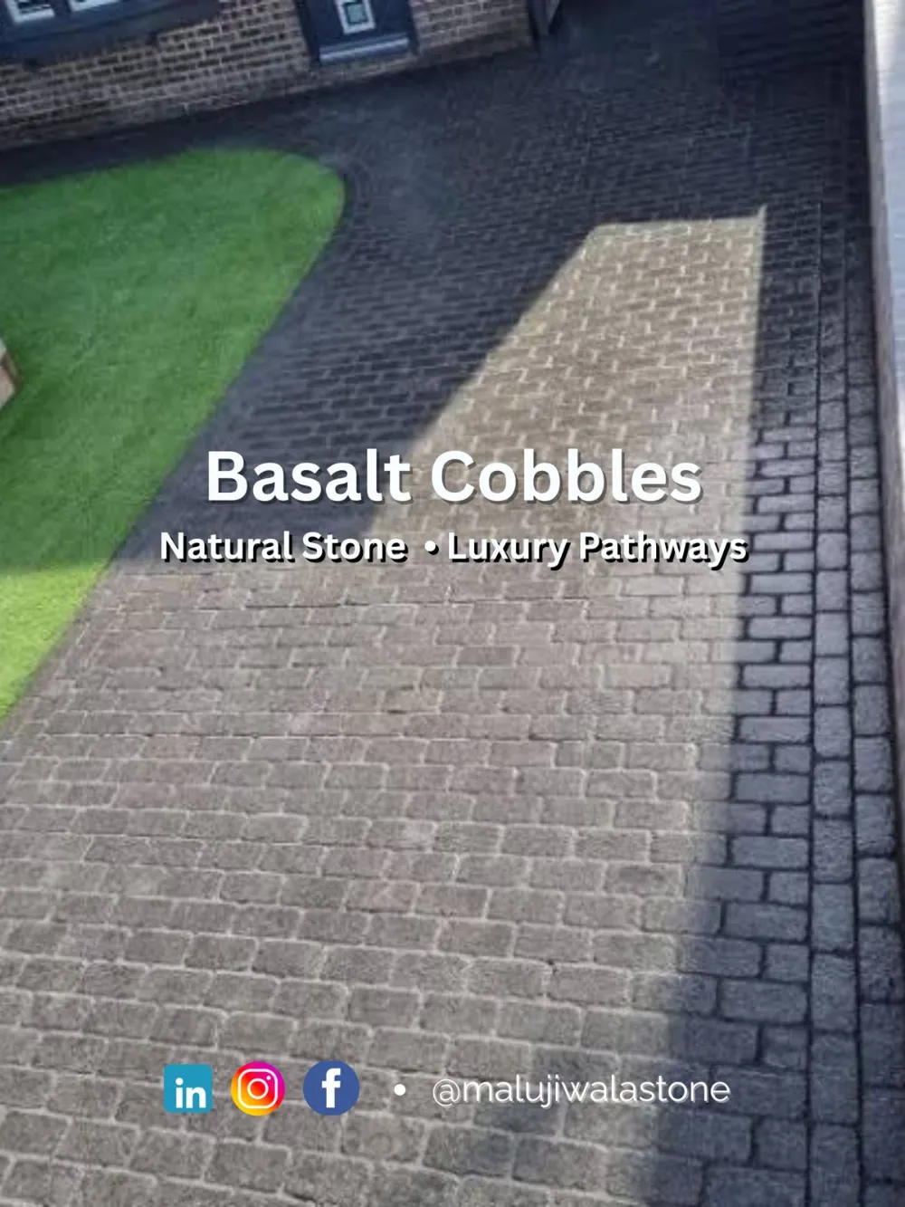 Rectangular tumbled basalt cobbles