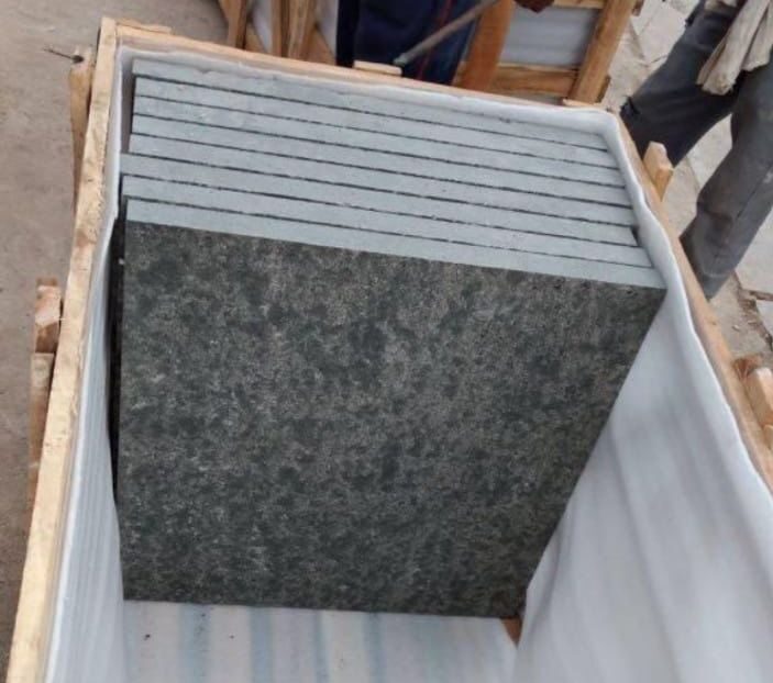 Flamed basalt tiles for export