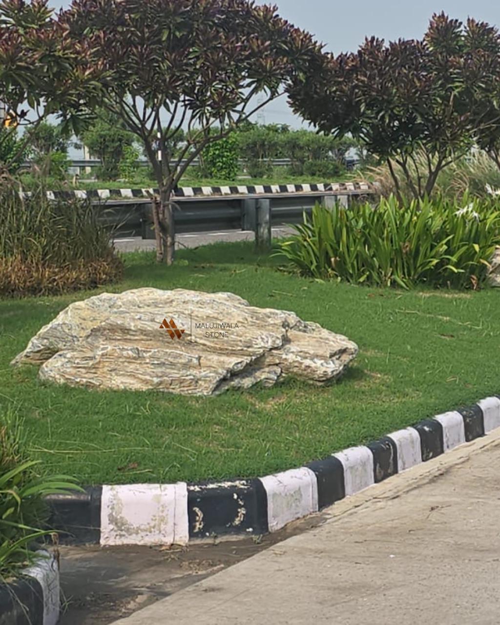 Beige stone boulder for garden landscaping, No. 05