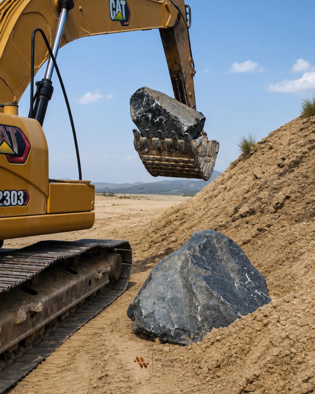 Black stone boulder for garden landscaping, No. 07