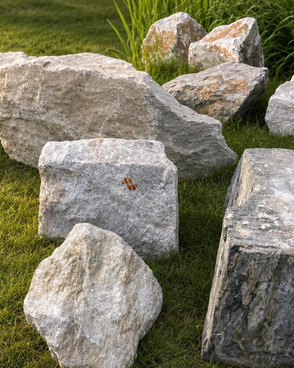Beige stone boulder for garden landscaping, No. 09