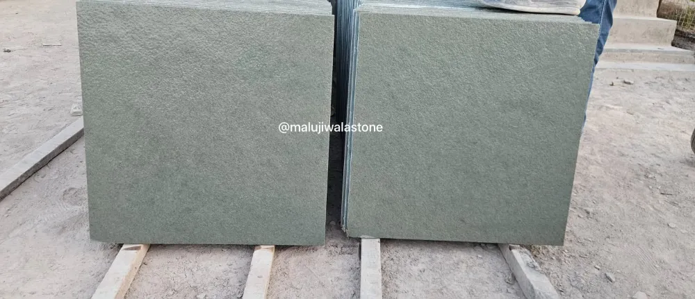 Brushed river wash green Kota Stone 22 × 22 tiles