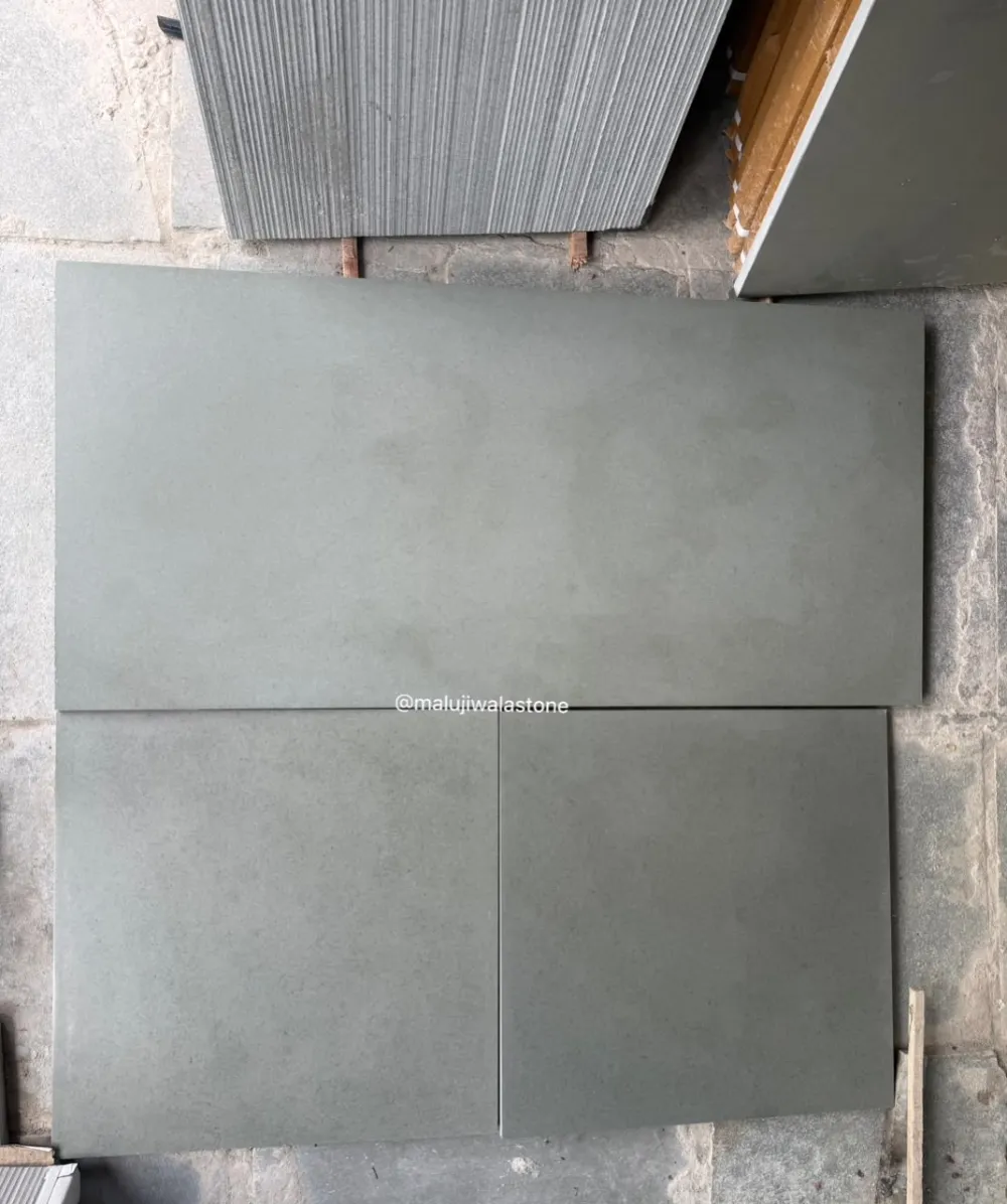 Calibrated and polished green Kota Stone tiles