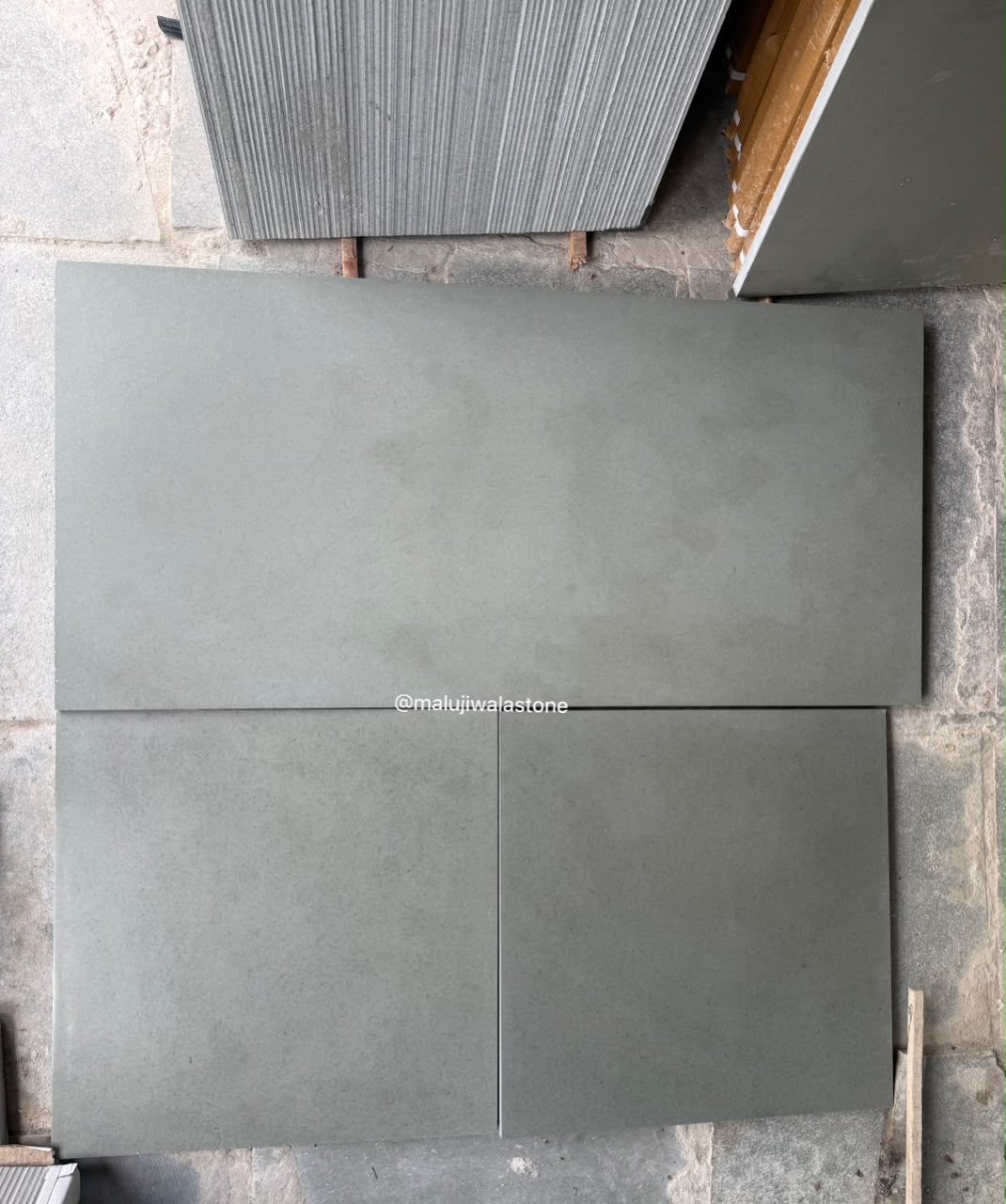 Calibrated and polished green Kota Stone tiles