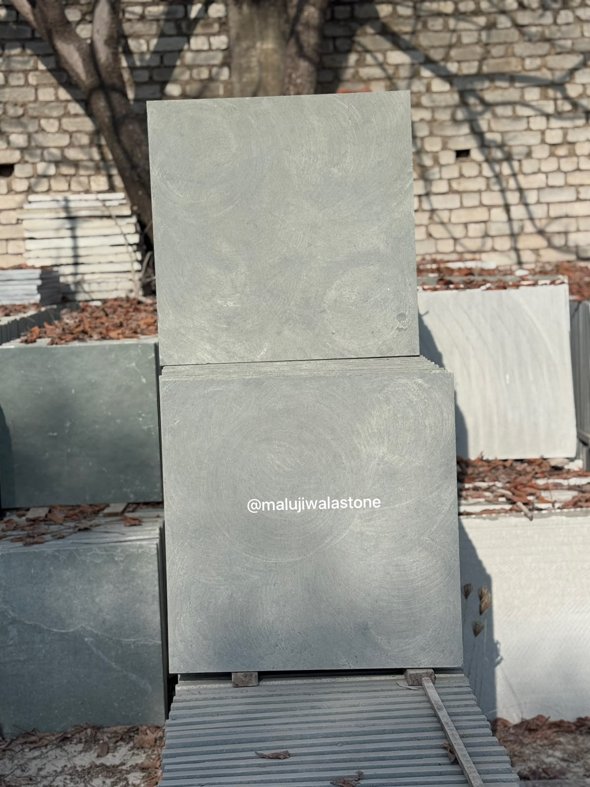 Semi polished green Kota Stone 2 × 2 tiles