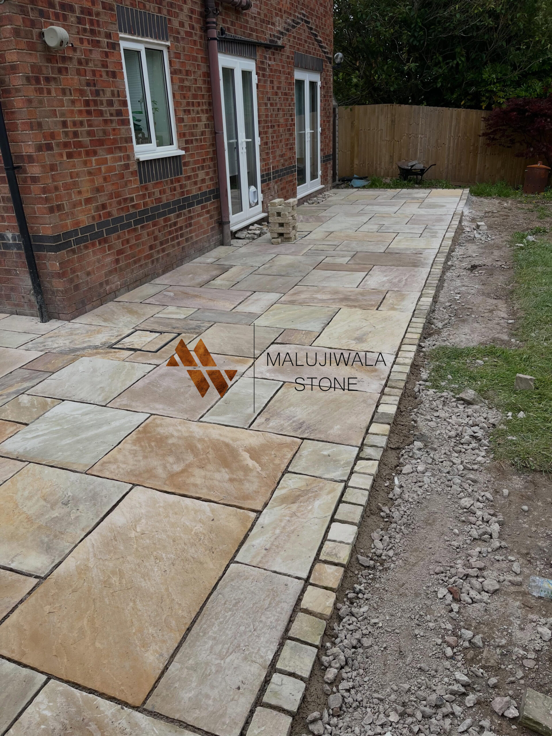Golden Fossil sandstone slabs with warm yellow-gold tones